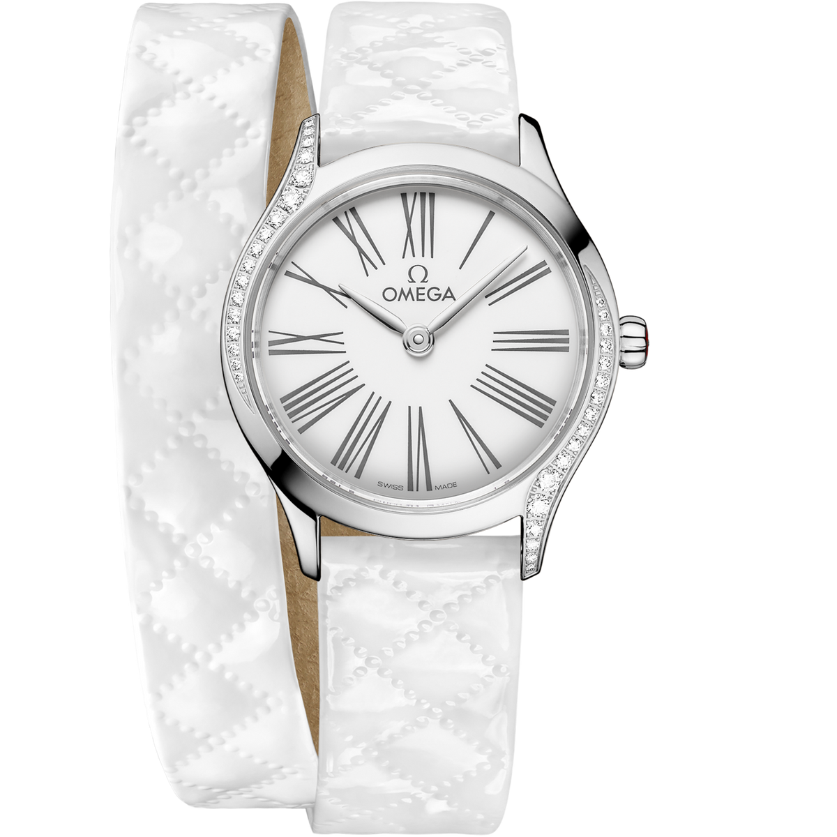 Omega De Ville Mini Trésor 26 mm White Dial with Diamonds  Stainless Steel Strap 428.17.26.60.04.008 - WATCHXNYC