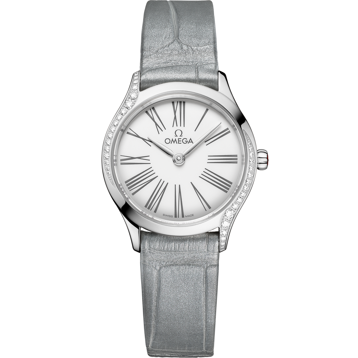 Omega De Ville Mini Trésor 26 mm White Dial  with Diamonds Stainless Steel Strap 428.18.26.60.04.001 - WATCHXNYC