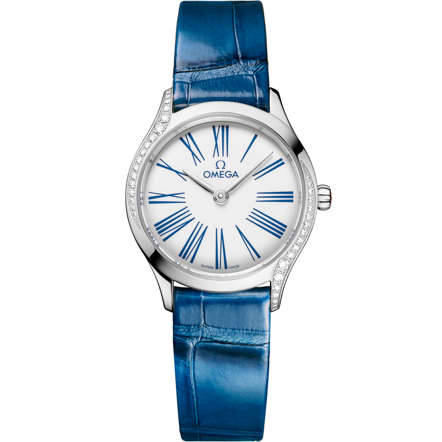 Omega De Ville Mini Trésor 26 mm White Dial  with Diamonds Stainless Steel Strap 428.18.26.60.04.002 - WATCHXNYC