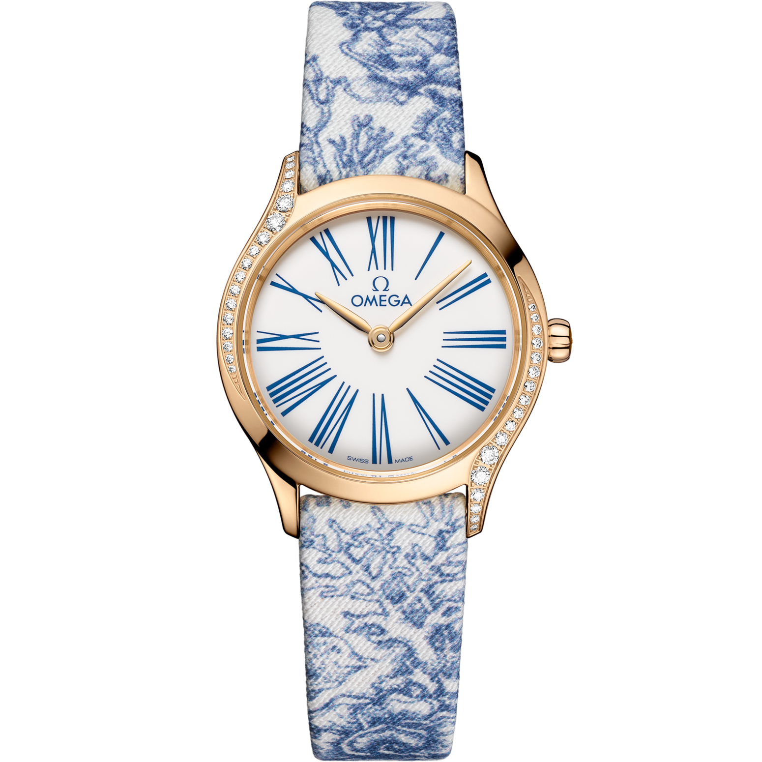 Omega De Ville Mini Trésor 26 mm White Dial  with Diamonds Moonshine™ 18k Rose Gold Strap 428.57.26.60.04.001 - WATCHXNYC
