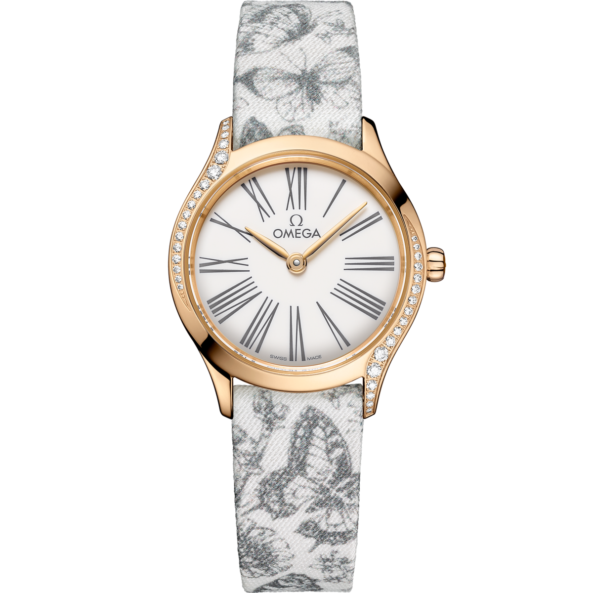 Omega De Ville Mini Trésor 26 mm White Dial with Diamonds  Moonshine™ 18k Rose Gold Strap 428.57.26.60.04.002 - WATCHXNYC