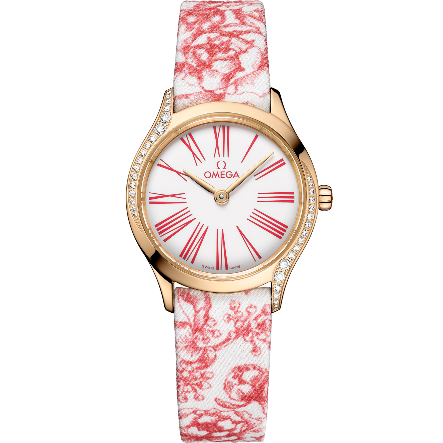 Omega De Ville Mini Trésor 26 mm White Dial with Diamonds  Moonshine™ 18k Rose Gold Strap 428.57.26.60.04.003 - WATCHXNYC