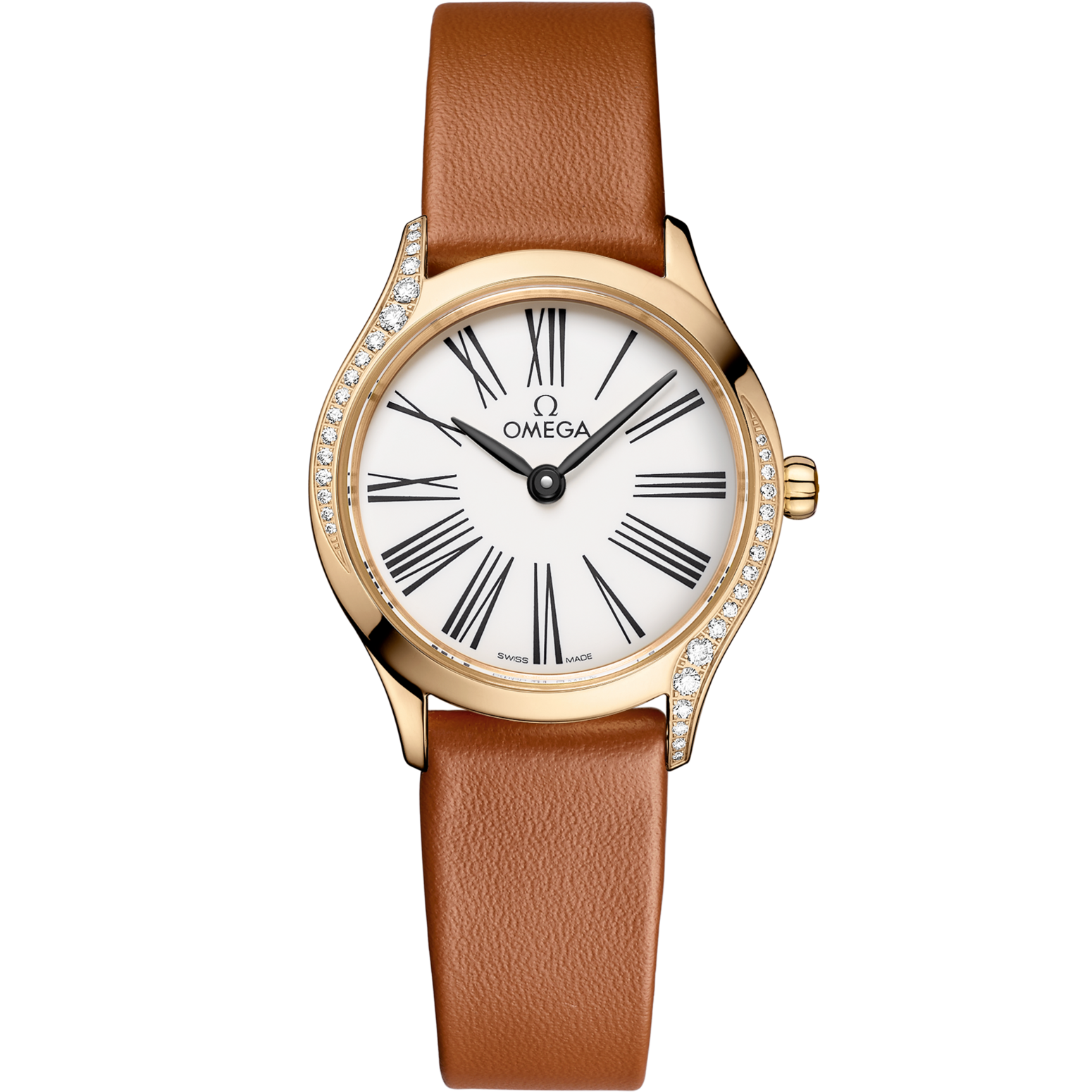 Omega De Ville Mini Trésor 26 mm White Dial  with Diamonds Moonshine™ 18k Rose Gold Strap 428.57.26.60.04.004 - WATCHXNYC