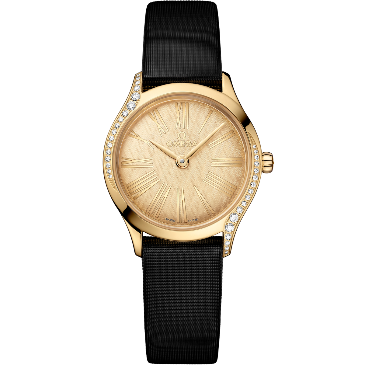 Omega De Ville Mini Trésor 26 mm Yellow Dial with Diamonds  Moonshine™ 18k Rose Gold Strap 428.57.26.60.99.001 - WATCHXNYC