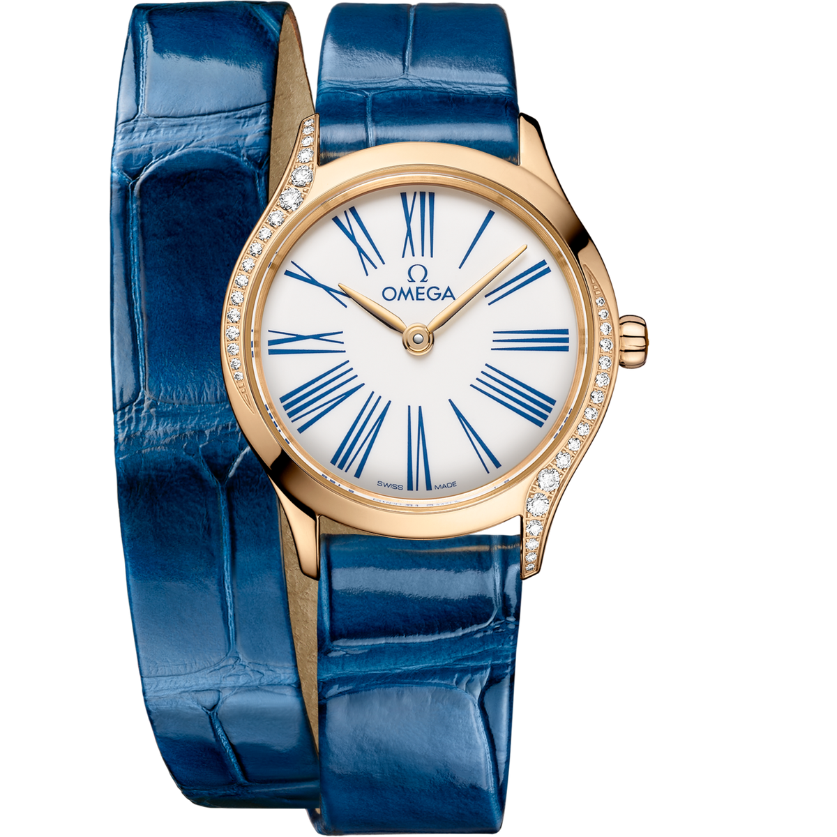 Omega De Ville Mini Trésor 26 mm White Dial with Diamonds  Moonshine™ 18k Rose Gold Strap 428.58.26.60.04.002 - WATCHXNYC