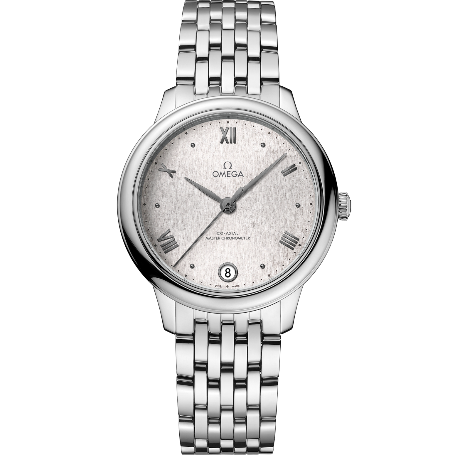Omega De Ville Prestige 34 mm Silver Dial Stainless Steel Bracelet 434.10.34.20.02.001 - WATCHXNYC