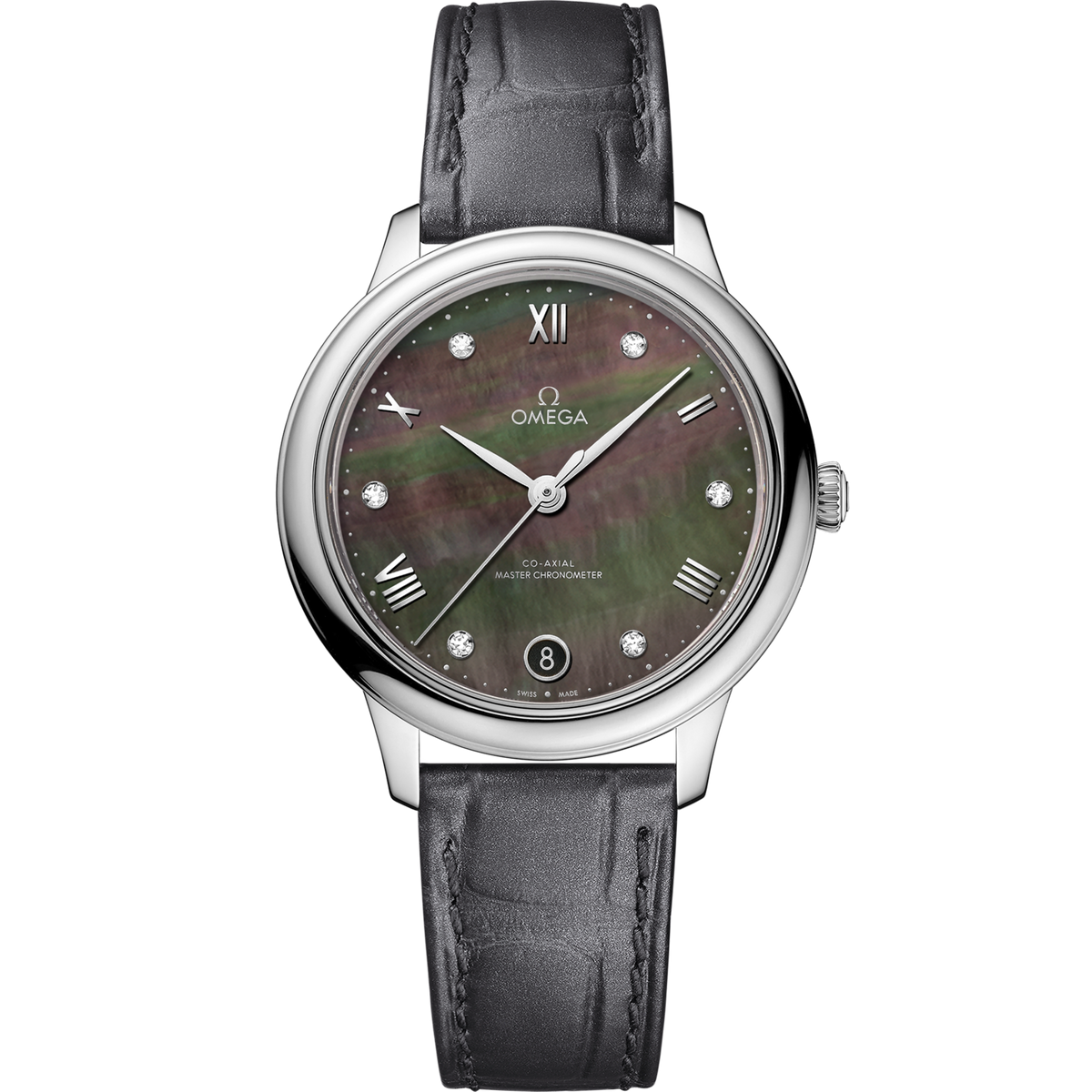 Omega De Ville Prestige 34 mm Grey Dial with Diamonds Stainless Steel Strap 434.13.34.20.57.001 - WATCHXNYC