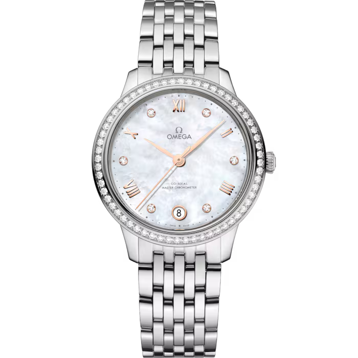 OMEGA De Ville Prestige 34mm White dial Steel bracelet  434.15.34.20.55.001 - WATCHXNYC