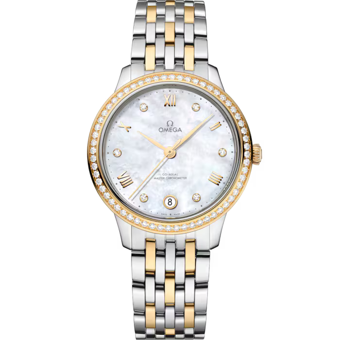 OMEGA De Ville Prestige 34mm White dial Steel ‑ yellow gold bracelet 434.25.34.20.55.002 - WATCHXNYC
