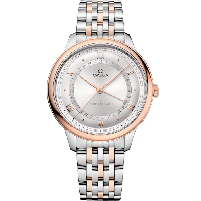 OMEGA De Ville Prestige 42mm Silver dial Steel‑Sedna gold bracelet 434.20.42.22.02.001 - WATCHXNYC