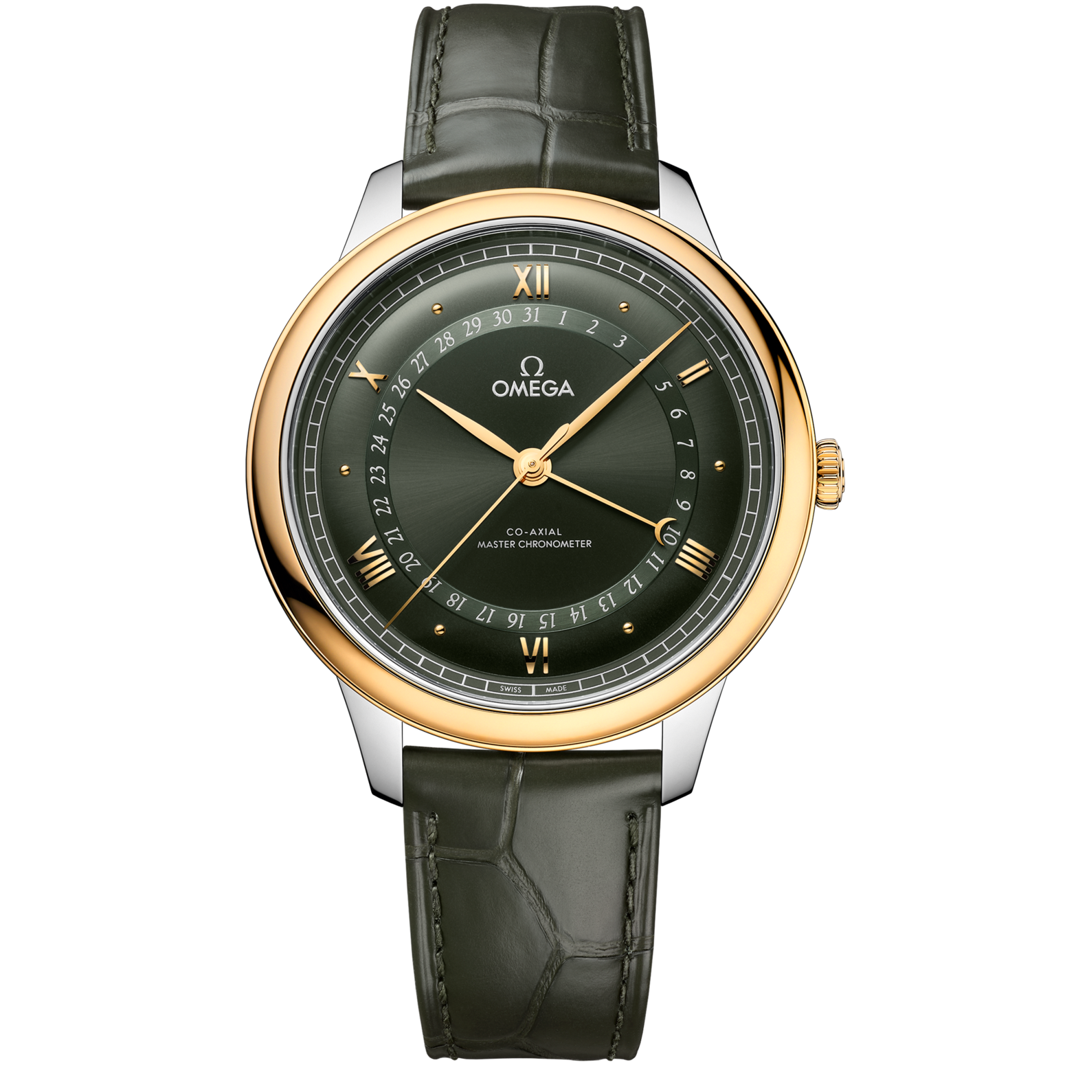 Omega De Ville Prestige 42 mm Green Dial Stainless Steel  18k Yellow Gold Strap 434.23.42.22.10.001 - WATCHXNYC