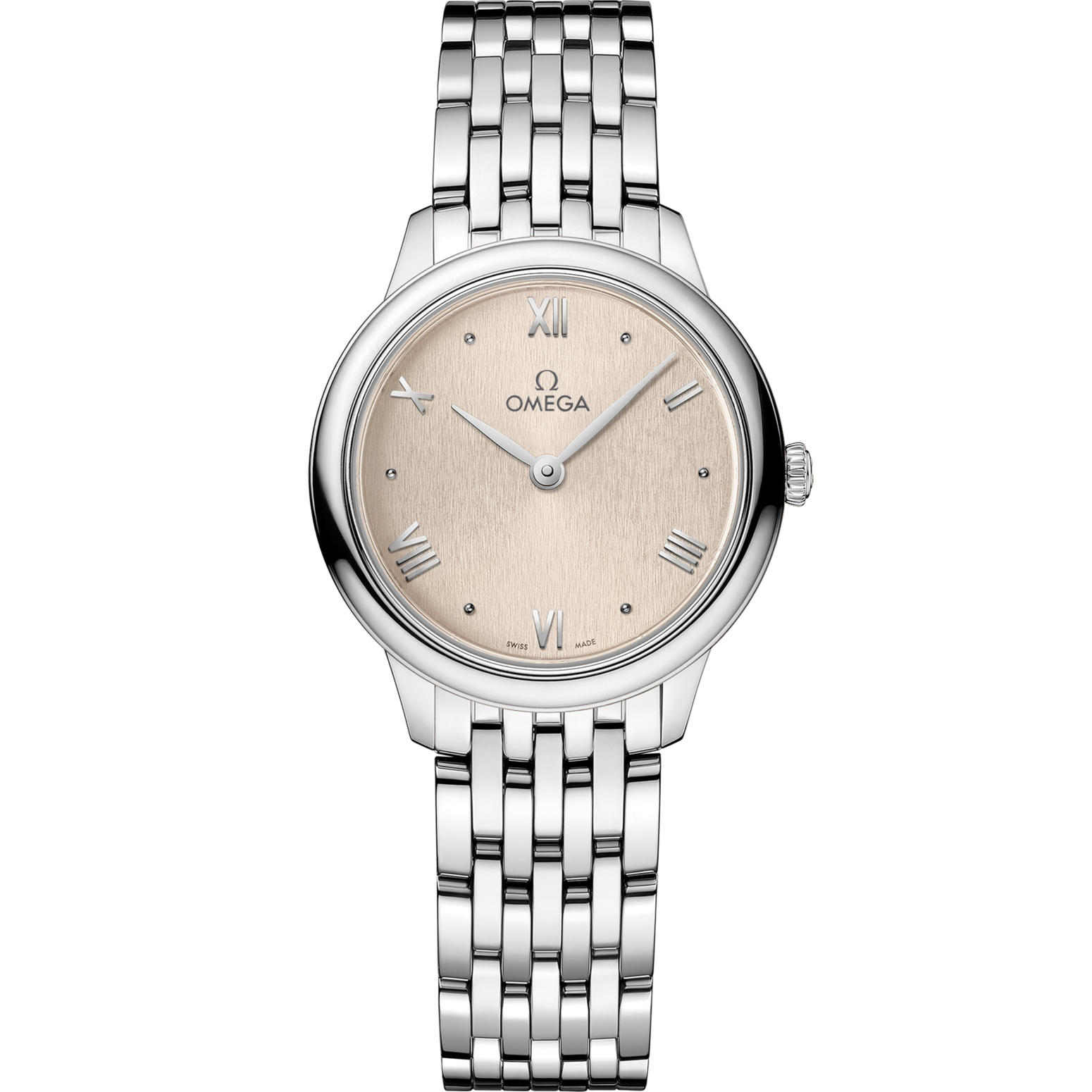 Omega De Ville Prestige 27.5 mm Linen Dial Stainless Steel Bracelet 434.10.28.60.09.001 - WATCHXNYC