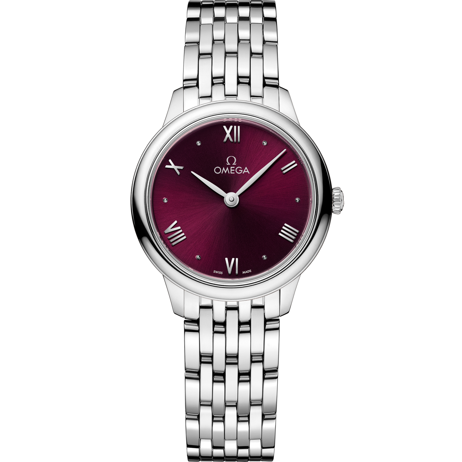 Omega De Ville Prestige 27.5 mm Red Dial Stainless Steel Bracelet 434.10.28.60.11.001 - WATCHXNYC