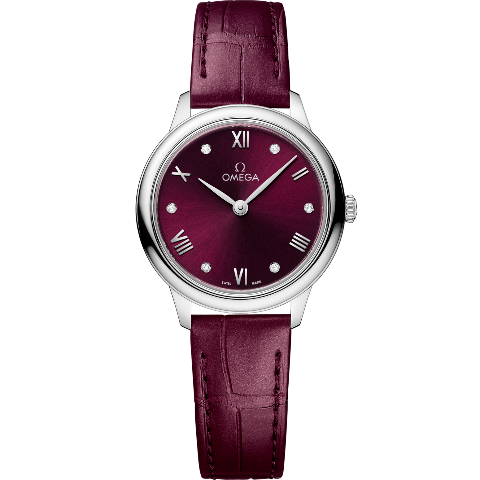 Omega De Ville Prestige 27.5 mm Red Dial Stainless Steel Strap 434.13.28.60.61.001 - WATCHXNYC