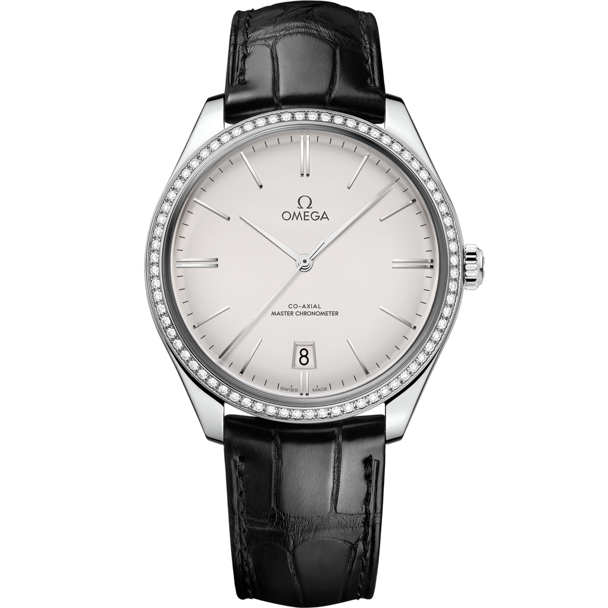 Omega De Ville Trésor 40 mm Silver Dial  with Diamonds Stainless Steel Strap 435.18.40.21.02.001 - WATCHXNYC