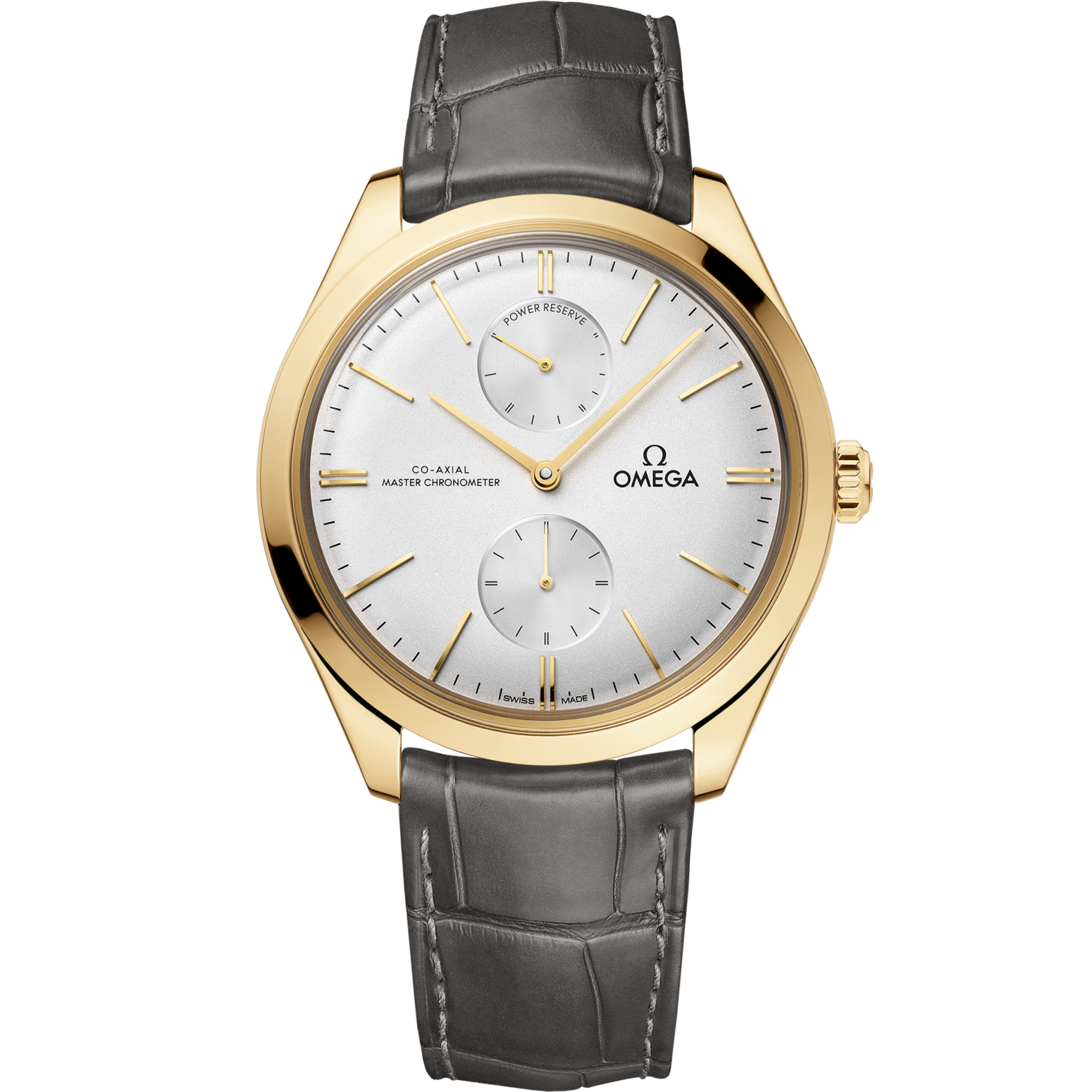 Omega De Ville Trésor 40 mm Silver Dial 18k Yellow Gold Strap 435.53.40.22.02.001 - WATCHXNYC