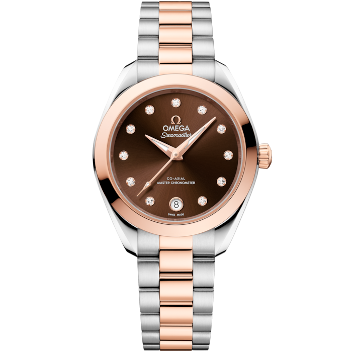 Omega Seamaster Aqua Terra 30mm Brown Dial SteOmega Seamaster Aqua Terra 30mm Brown Diamond Dial Steel & Sedna Gold 220.20.30.20.63.001el & Sedna Gold 220.20.30.20.63.001 - WATCHXNYC