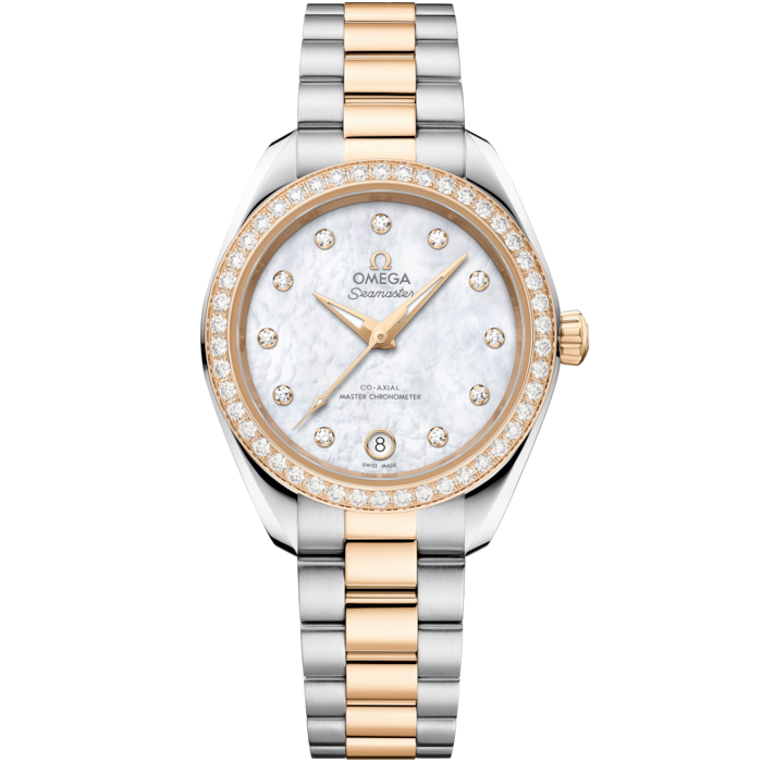 Omega Seamaster Aqua Terra 30mm White Diamond Dial Steel Moonshine Gold 220.25.30.20.55.001 - WATCHXNYC