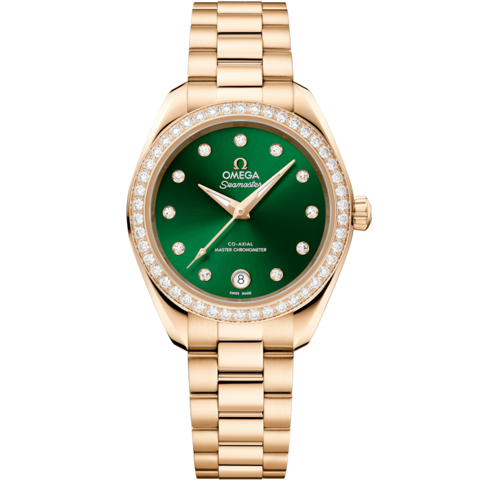 Omega Seamaster Aqua Terra 30mm Green Diamond Dial Moonshine Gold 220.55.30.20.60.001 - WATCHXNYC