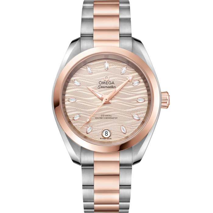 Omega Seamaster Aqua Terra 34mm Grey Dial Steel &amp; Sedna Gold 220.20.34.20.59.001 - WATCHXNYC