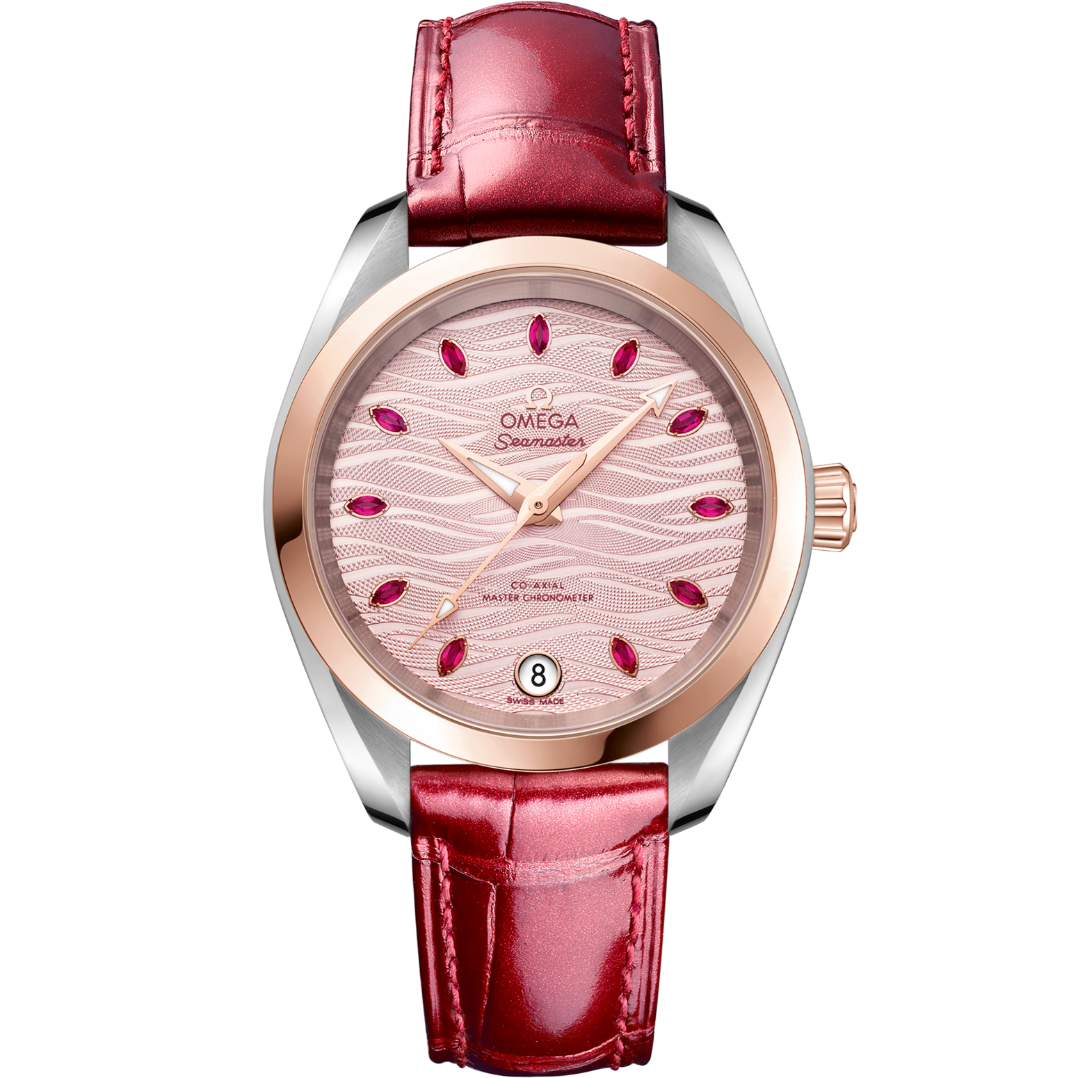 Omega Seamaster Aqua Terra 150M 34 mm Pink Dial Stainless Steel and Sedna™ 18k Rose Gold Strap 220.23.34.20.60.001 - WATCHXNYC