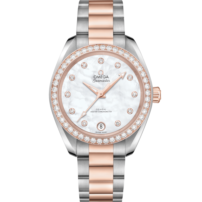 Omega Seamaster Aqua Terra 34mm White Dial Steel & Sedna Gold 220.25.34.20.55.001 - WATCHXNYC
