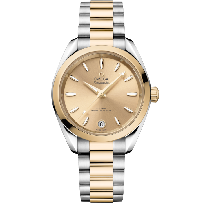 Omega Seamaster Aqua Terra Shades 34mm Yellow Dial Steel Moonshine Gold 220.20.34.20.08.001 - WATCHXNYC