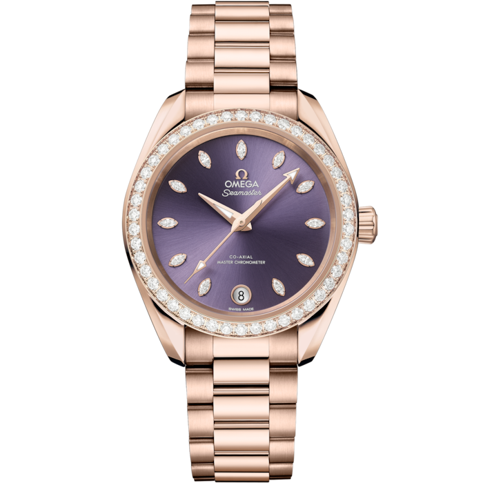 Omega Seamaster Aqua Terra Shades 34mm Lavender Dial Sedna Gold 220.55.34.20.60.001 - WATCHXNYC