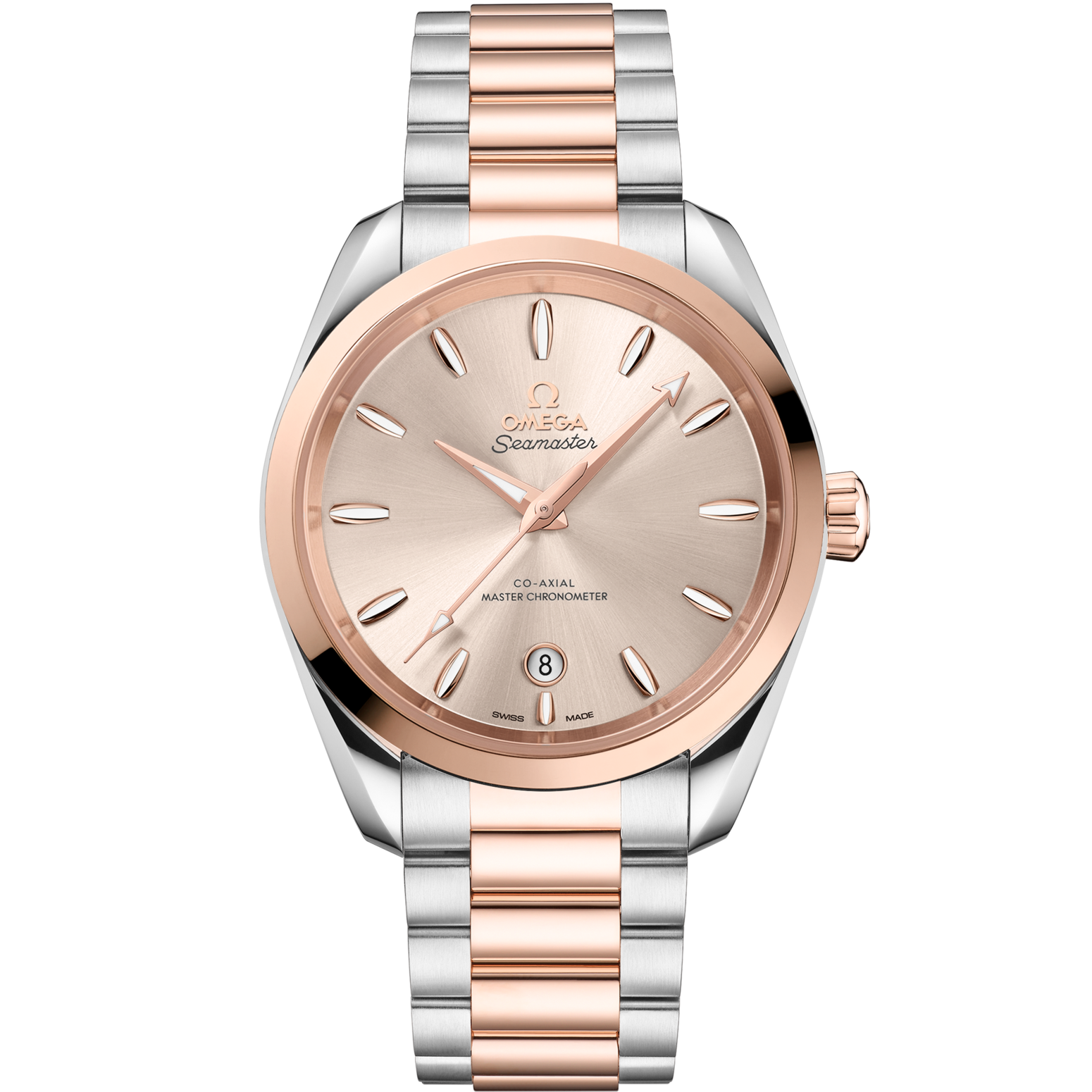 Omega Seamaster Aqua Terra Shades 38 mm Linen Dial Stainless Steel and Sedna™ 18k Rose Gold Strap 220.20.38.20.09.001 - WATCHXNYC