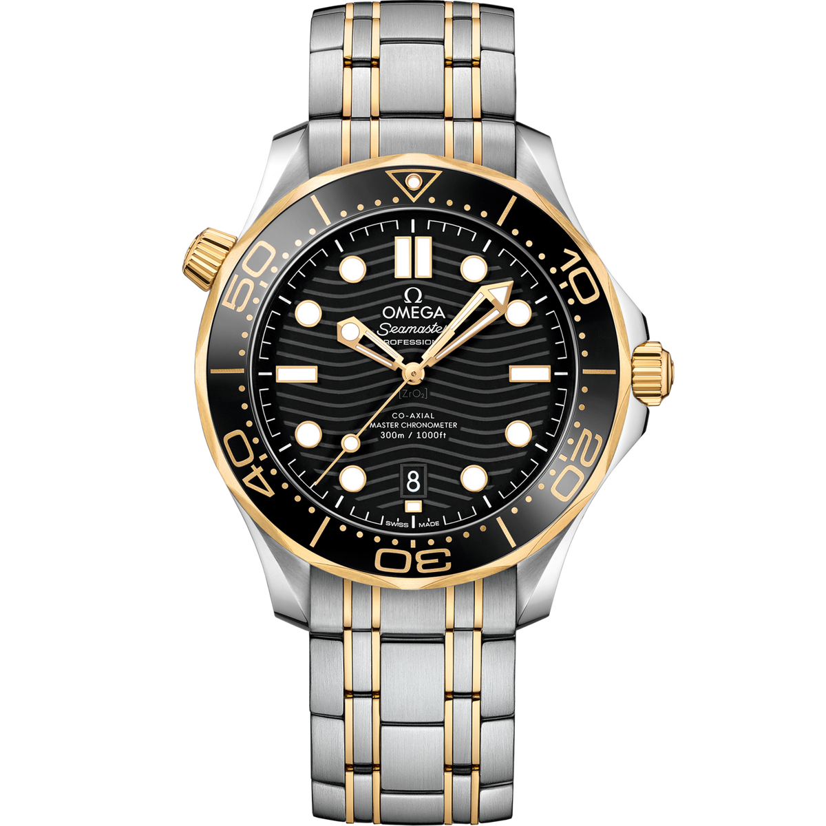 Omega Seamaster Diver 300M 42 mm Black Dial Stainless Steel 18k Yellow Gold Bracelet 210.20.42.20.01.002 - WATCHXNYC