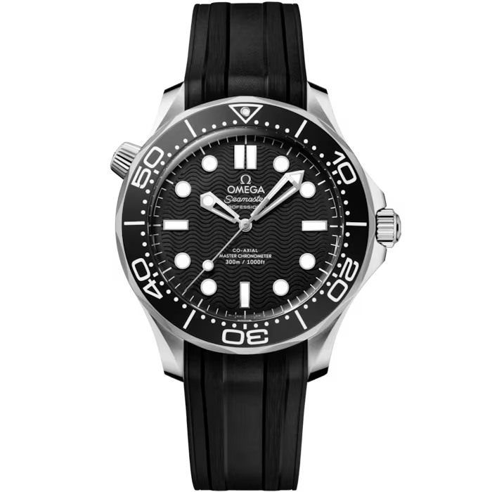 Omega Seamaster Diver 300M Black dial 42mm Steel rubber strap 210.32.42.20.01.003 - WATCHXNYC