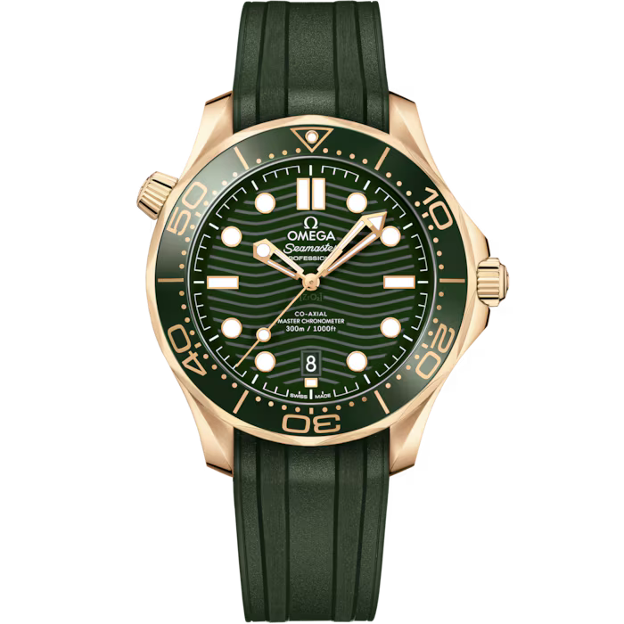 Omega Seamaster Diver 300M Green dial 42mm Moonshine™ gold Rubber strap  210.62.42.20.10.001 - WATCHXNYC