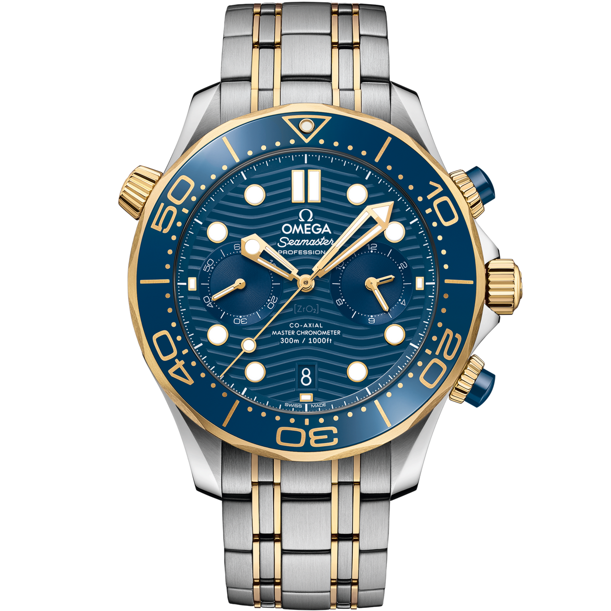 Omega Seamaster Diver 300M 44 mm Blue Dial Stainless Steel and 18k Yellow Gold Bracelet 210.20.44.51.03.001 - WATCHXNYC