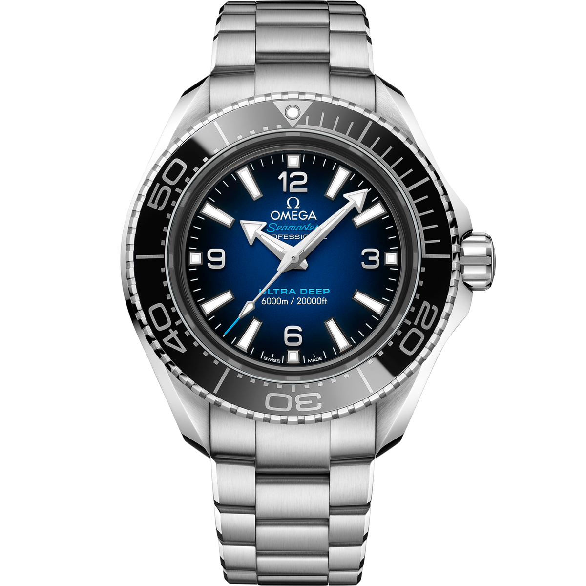 Omega Seamaster Planet Ocean 6000M 45.5 mm Blue Dial O‑MEGASTEEL Bracelet 215.30.46.21.03.001 - WATCHXNYC