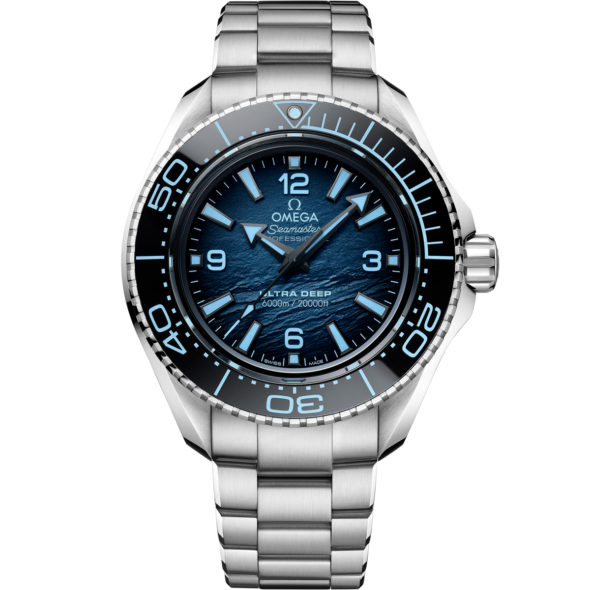 Omega Seamaster Planet Ocean 6000M 45.5 mm Blue Dial O‑MEGASTEEL Bracelet 215.30.46.21.03.002 - WATCHXNYC