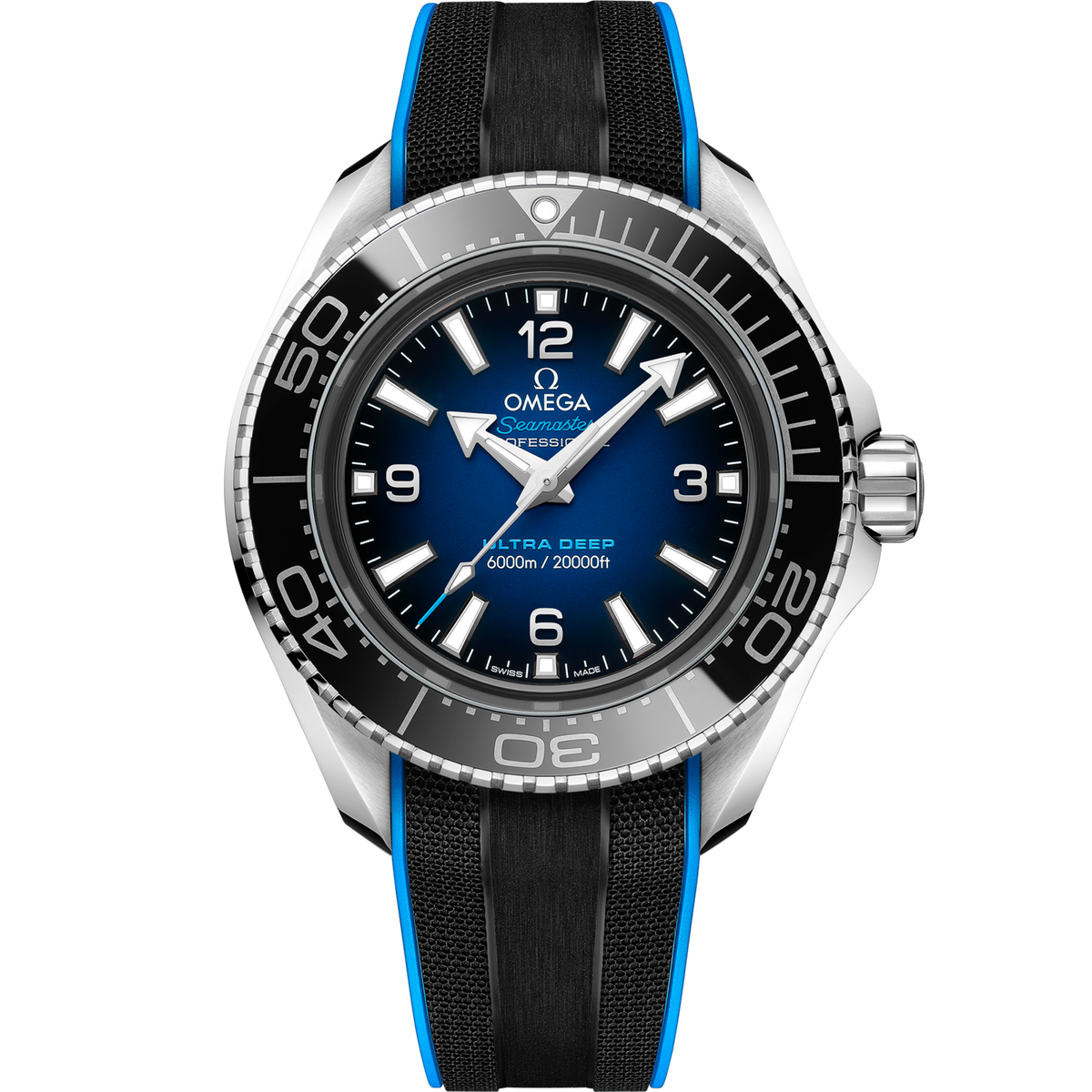 Omega Seamaster Planet Ocean 6000M 45.5 mm Blue Dial O‑MEGASTEEL Strap 215.32.46.21.03.001 - WATCHXNYC