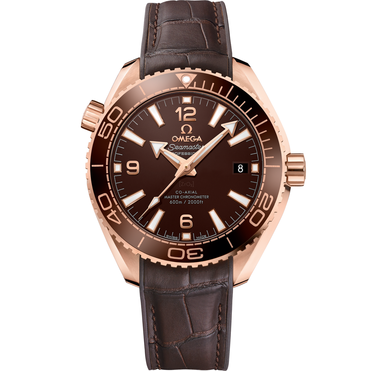 Omega Seamaster Planet Ocean 600M 39.5 mm Brown Dial Sedna™ 18k Rose Gold Strap 215.63.40.20.13.001 - WATCHXNYC