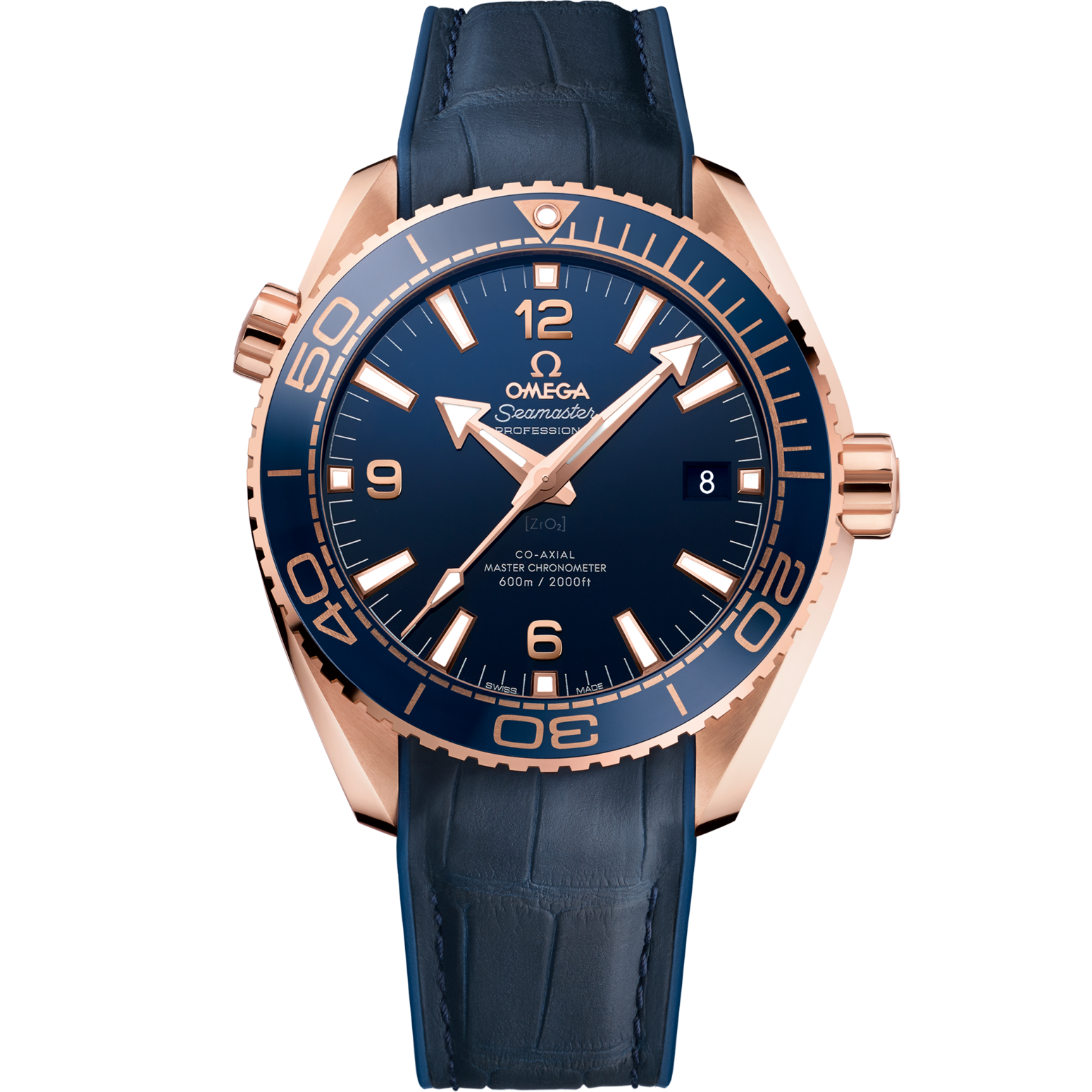 Omega Seamaster Planet Ocean 600M 43.5 mm Blue Dial Sedna™ 18k Rose Gold Strap 215.63.44.21.03.001 - WATCHXNYC