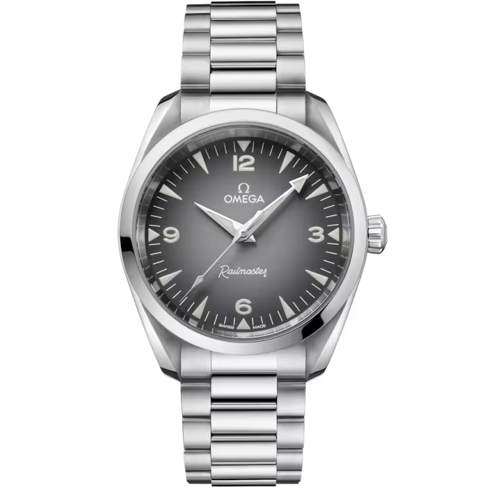 OMEGA Seamaster Railmaster 38mm Grey Dial Steel bracelet  235.10.38.20.06.001 - WATCHXNYC