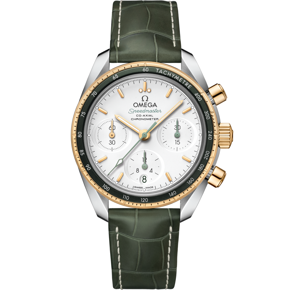 Omega Speedmaster 38  Silver Dial 38 mm  Stainless Steel 18k Yellow Gold Strap 324.23.38.50.02.001 - WATCHXNYC
