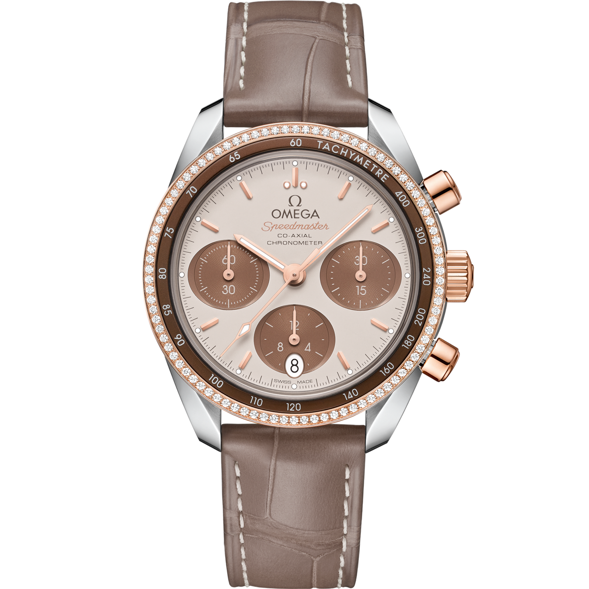 Omega Speedmaster 38  Brown Dia 38 mm  Stainless Steel Sedna™18k Rose Gold Strap 324.28.38.50.02.002 - WATCHXNYC
