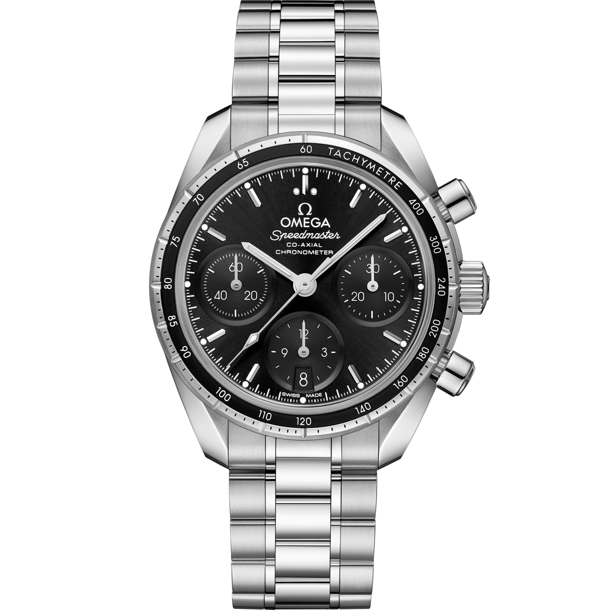 Omega Speedmaster 38  Black Dial  38 mm Stainless Steel  Bracelet 324.30.38.50.01.001 - WATCHXNYC