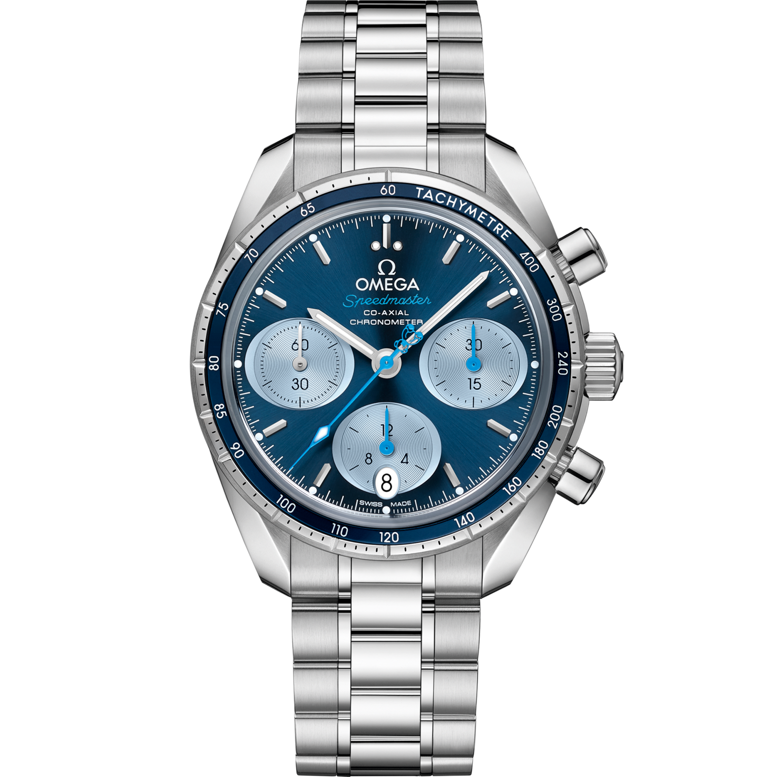 Omega Speedmaster 38  Blue Dial 38 mm  Stainless Steel  Bracelet 324.30.38.50.03.002 - WATCHXNYC