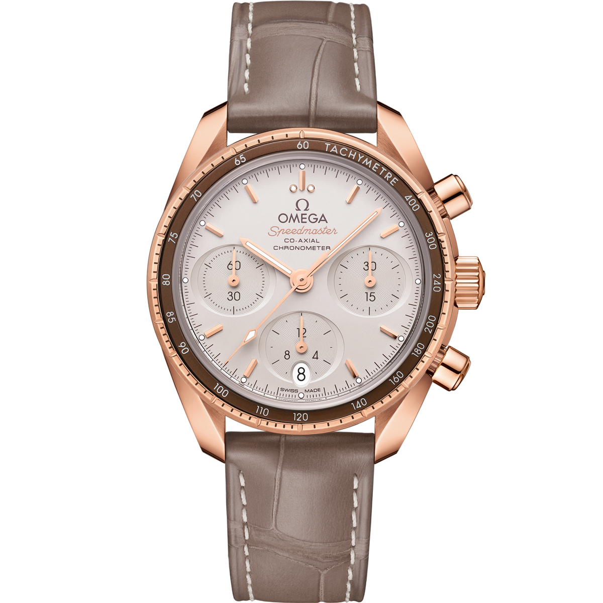 Omega Speedmaster 38  Silver Dial 38 mm  Sedna™18k Rose Gold Strap 324.63.38.50.02.003 - WATCHXNYC