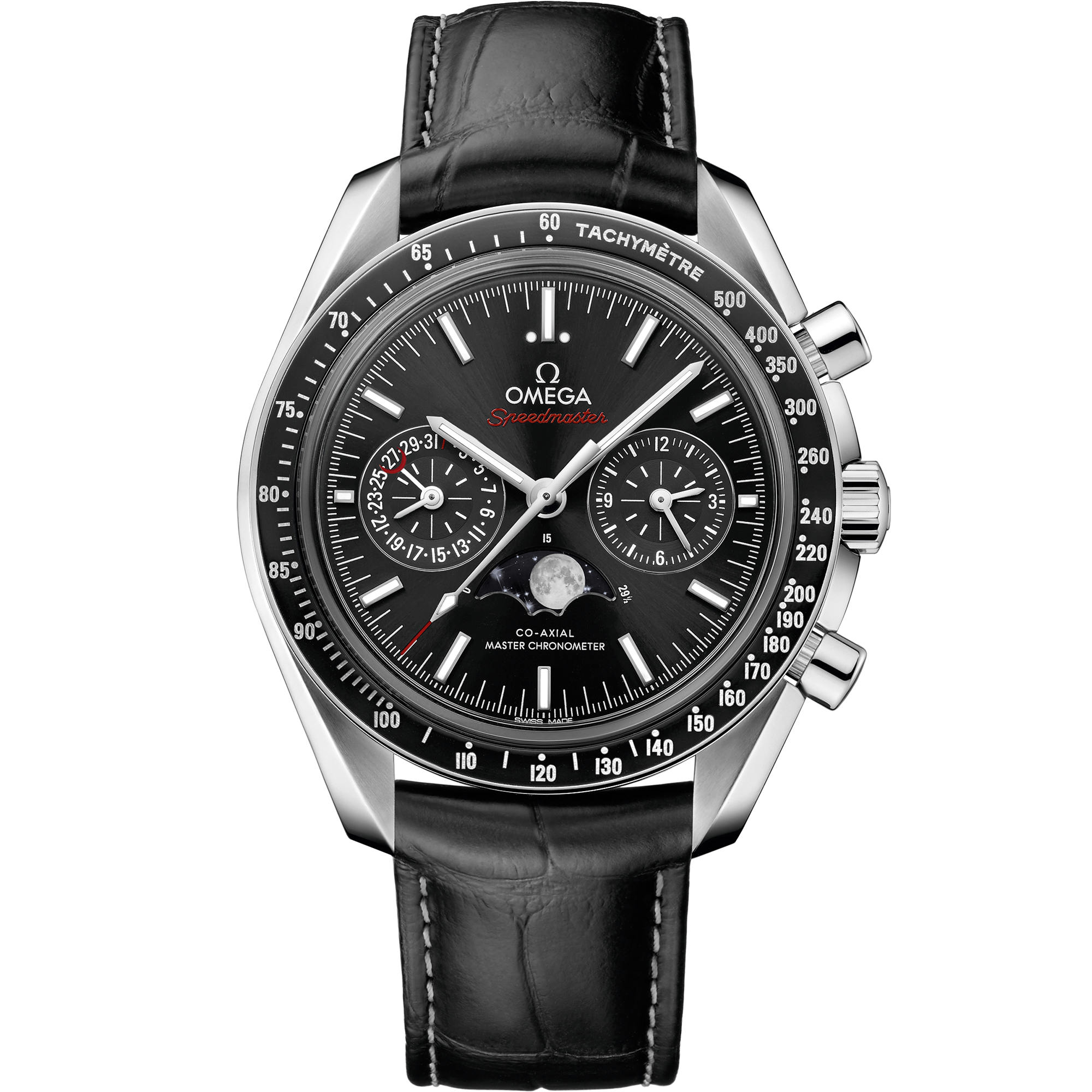 Omega Speedmaster  Moonphase  Black Dial  44.25 mm Stainless Steel Strap 304.33.44.52.01.001 - WATCHXNYC