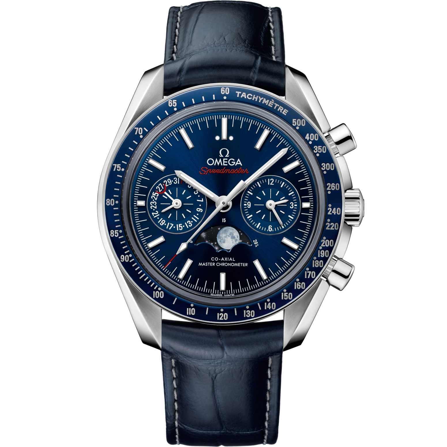 Omega Speedmaster  Moonphase  Blue Dial 44.25 mm  Stainless Steel Strap 304.33.44.52.03.001 - WATCHXNYC