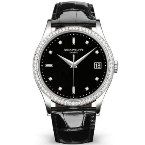 Patek Philippe 5297G-001 Calatrava 38mm Black Dial White Gold - WATCHXNYC