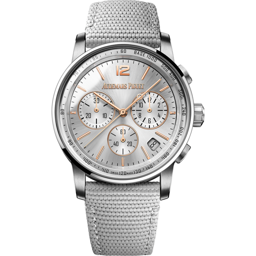 Audemars Piguet Code 11.59 by Audemars Piguet Selfwinding Chronograph 41 mm Grey Dial 18-Carat Pink Gold Rubber-Coated Strap 26393CR.OO.A008KB.01 - Wrist Boutique