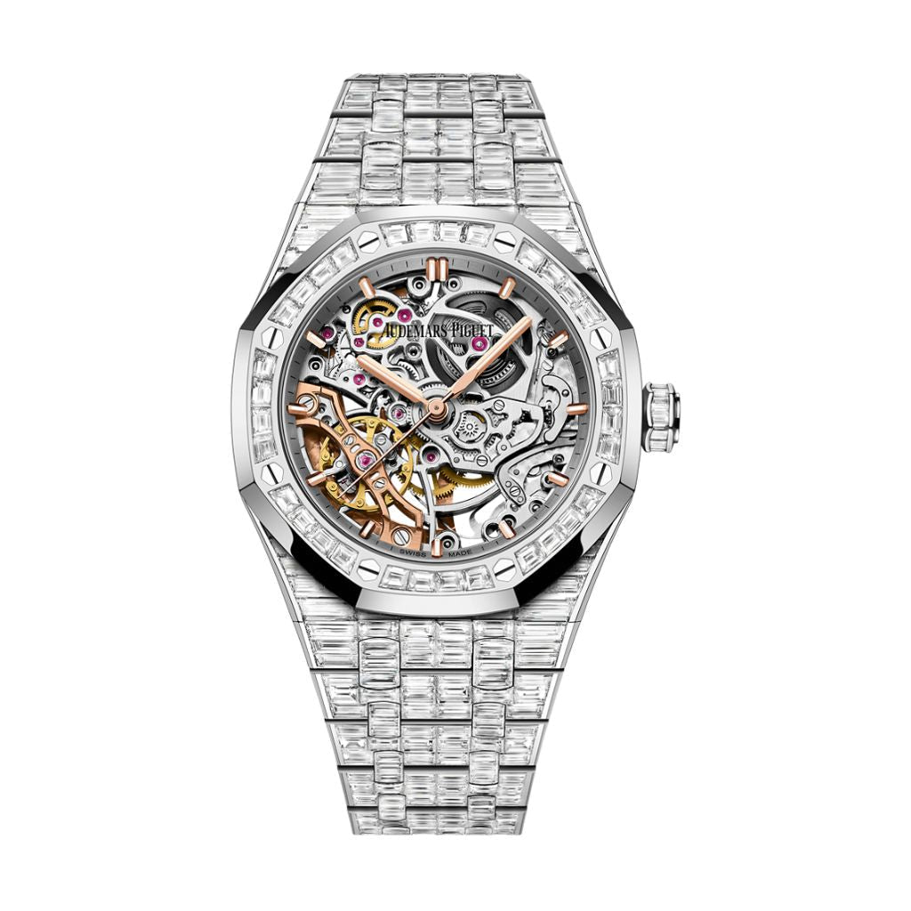 Audemars Piguet Royal Oak Double Balance Wheel Openworked 37 mm Transparent Dial with Diamonds 18-Carat White Gold Bracelet 15469BC.ZZ.1260BC.01-A - Wrist Boutique