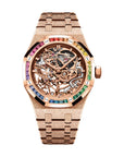Audemars Piguet Royal Oak Frosted Gold Double Balance Wheel Openworked 37 mm Transparent Dial with Diamonds 18-Carat Pink Gold Bracelet 15468OR.YG.1259OR.01-B - WATCHXNYC
